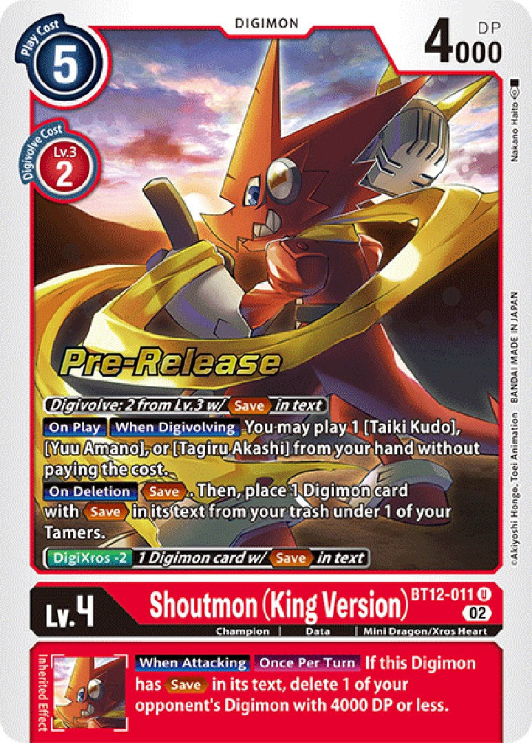 Image of Shoutmon (King Version) [BT12-011] [Across Time Pre-Release Cards]