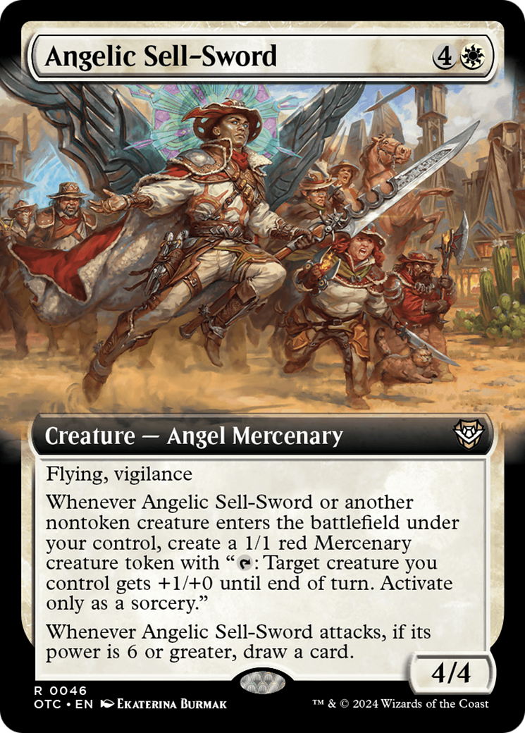 Image of Angelic Sell-Sword (Extended Art) [Outlaws of Thunder Junction Commander]