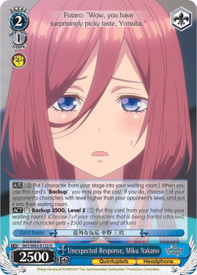 Image of Unexpected Response, Miku Nakano (5HY/W83-E122 U) [The Quintessential Quintuplets]