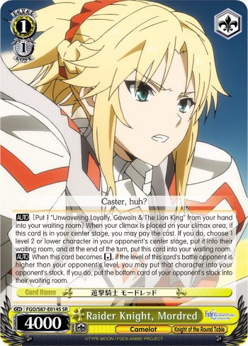 Image of Raider Knight, Mordred (FGO/S87-E014S SR) [Fate/Grand Order THE MOVIE Divine Realm of the Round Table: Camelot]
