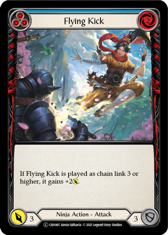 Flying Kick (Blue) [U-CRU065] (Crucible of War Unlimited)  Unlimited Rainbow Foil