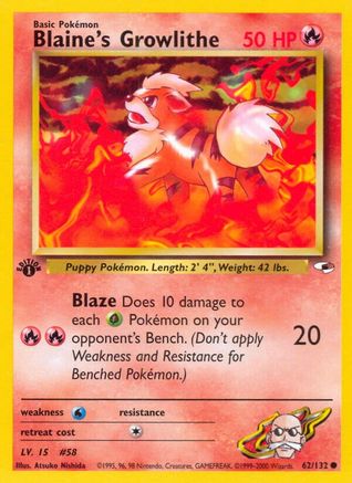 Image of Blaine's Growlithe (62/132) [Gym Heroes 1st Edition]
