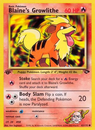 Image of Blaine's Growlithe (62/132) [Gym Challenge 1st Edition]