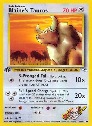 Image of Blaine's Tauros (64/132) [Gym Heroes 1st Edition]