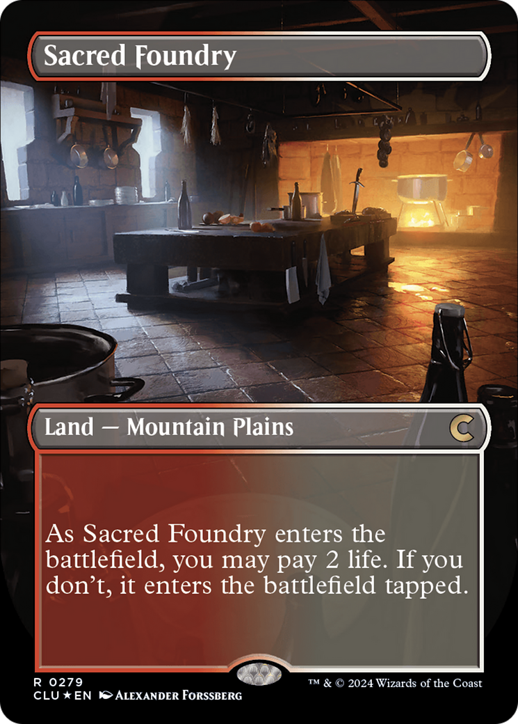 Image of Sacred Foundry (Borderless) [Ravnica: Clue Edition]