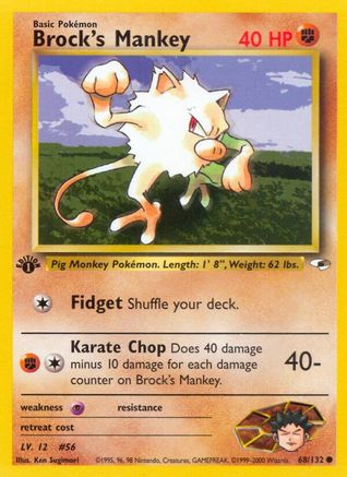 Image of Brock's Mankey (68/132) [Gym Heroes 1st Edition]