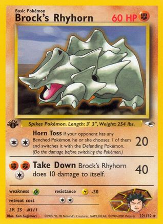 Image of Brock's Rhyhorn (22/132) [Gym Heroes 1st Edition]
