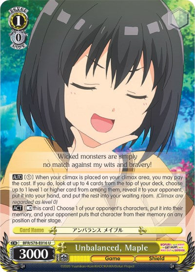 Image of Unbalanced, Maple (BFR/S78-E016 U) [BOFURI: I Don't Want to Get Hurt, so I'll Max Out My Defense]