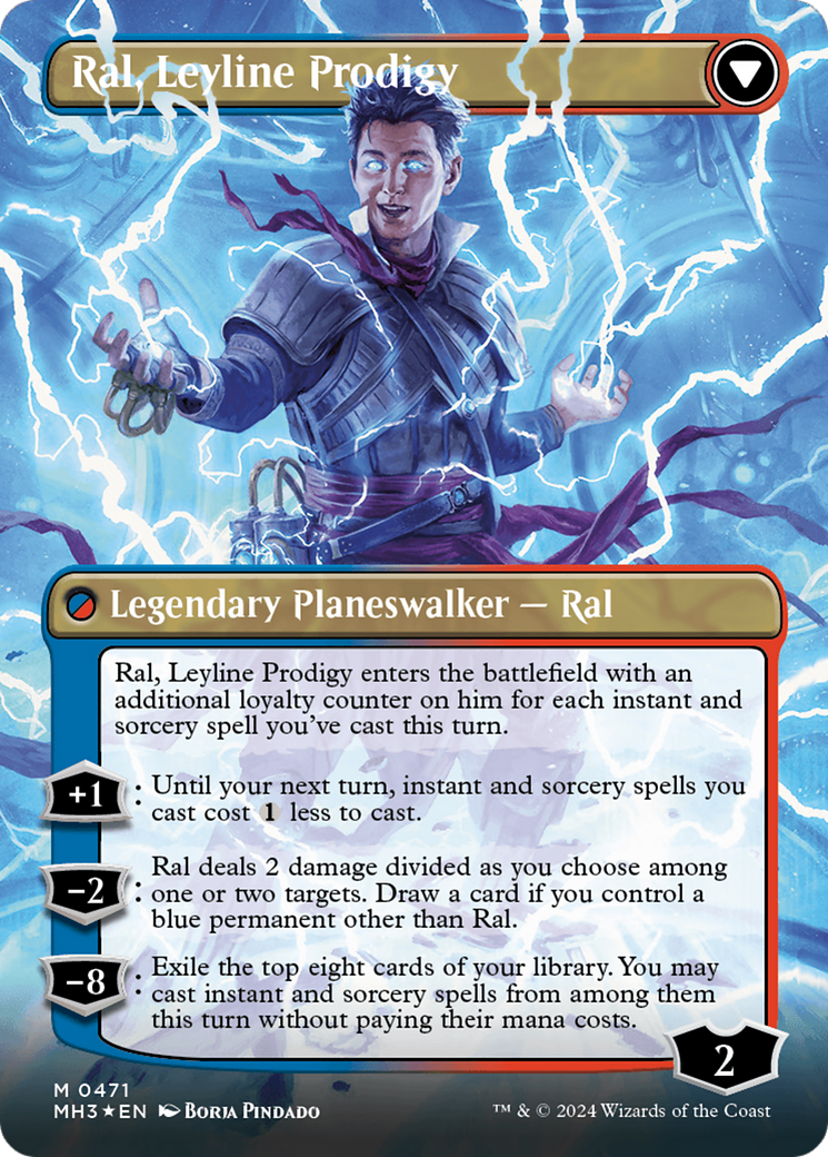 Image of Ral, Monsoon Mage // Ral, Leyline Prodigy (Borderless) (Textured Foil) [Modern Horizons 3]