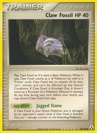 Image of Claw Fossil (78/92) (Stamped) [EX: Legend Maker]