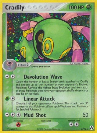 Image of Cradily (3/92) (Stamped) [EX: Legend Maker]