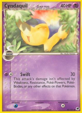 Image of Cyndaquil (45/101) (Delta Species) (Stamped) [EX: Dragon Frontiers]