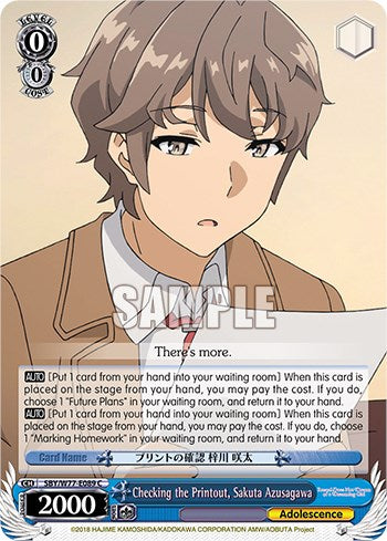 Image of Checking the Printout, Sakuta Azusagawa [Rascal Does Not Dream of a Dreaming Girl]
