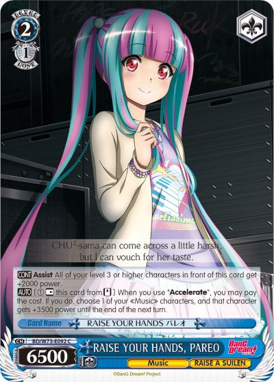 Image of RAISE YOUR HANDS, PAREO (BD/W73-E092 C) [BanG Dream! Vol.2]