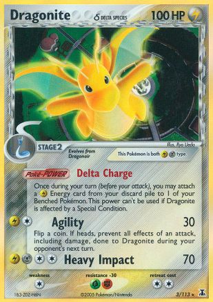 Image of Dragonite (3/113) (Delta Species) (Stamped) [EX: Delta Species]