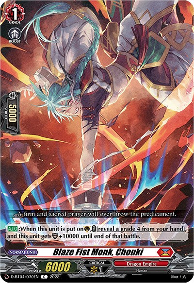 Image of Blaze Fist Monk, Chouki (D-BT04/070EN) [Awakening of Chakrabarthi]