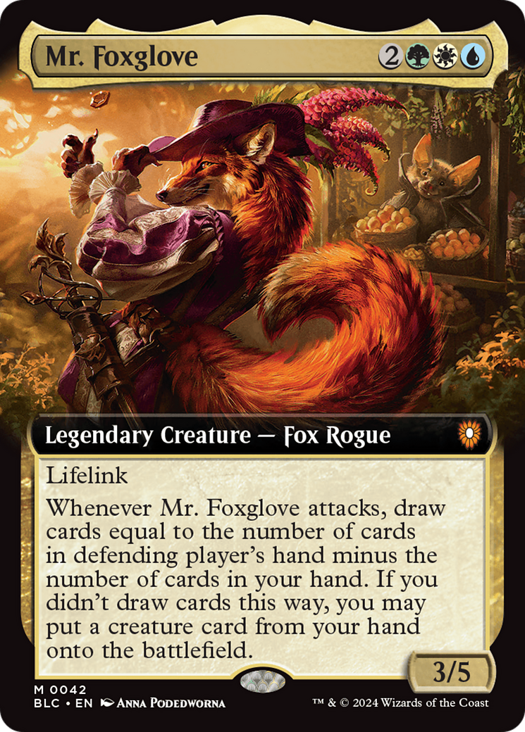 Image of Mr. Foxglove (Extended Art) [Bloomburrow Commander]