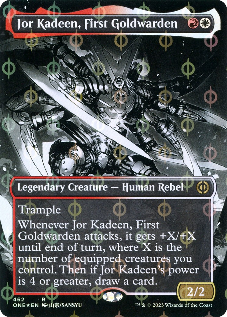Image of Jor Kadeen, First Goldwarden (Borderless Manga Step-and-Compleat Foil) [Phyrexia: All Will Be One]