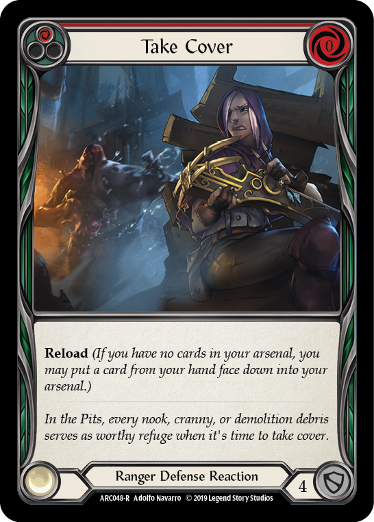 Image of Take Cover (Red) [ARC048-R] (Arcane Rising)  1st Edition Rainbow Foil