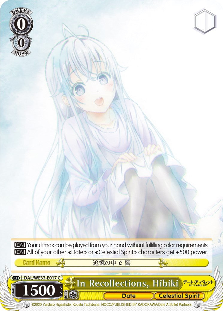 Image of In Recollections, Hibiki (DAL/WE33-E017 C) (Parallel Foil) [Date A Bullet]