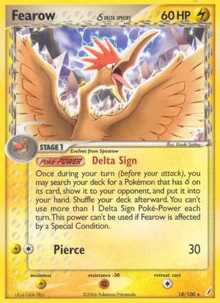 Image of Fearow (18/100) (Delta Species) (Stamped) [EX: Crystal Guardians]