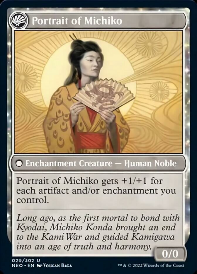Image of Michiko's Reign of Truth // Portrait of Michiko [Kamigawa: Neon Dynasty]
