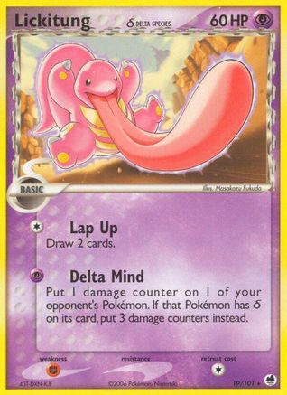 Image of Lickitung (19/101) (Delta Species) (Stamped) [EX: Dragon Frontiers]