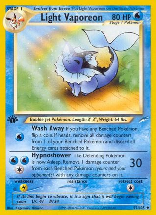 Image of Light Vaporeon (52/105) [Neo Destiny 1st Edition]