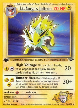 Image of Lt. Surge's Jolteon (28/132) [Gym Challenge 1st Edition]