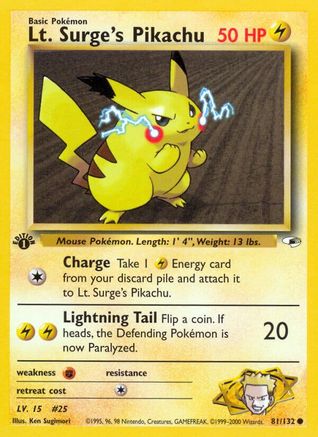 Image of Lt. Surge's Pikachu (81/132) [Gym Heroes 1st Edition]