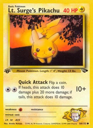 Image of Lt. Surge's Pikachu (84/132) [Gym Challenge 1st Edition]