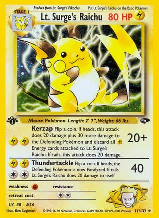 Image of Lt. Surge's Raichu (11/132) [Gym Challenge 1st Edition]