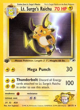 Image of Lt. Surge's Raichu (28/132) [Gym Heroes 1st Edition]