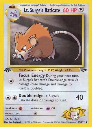 Image of Lt. Surge's Raticate (53/132) [Gym Challenge 1st Edition]