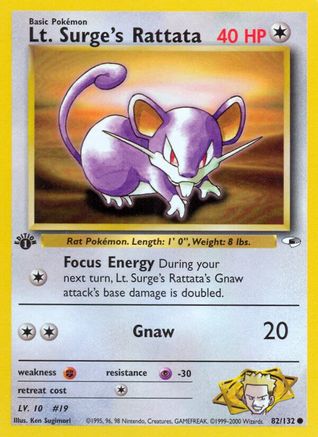 Image of Lt. Surge's Rattata (82/132) [Gym Heroes 1st Edition]