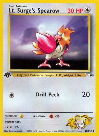 Image of Lt. Surge's Spearow (52/132) [Gym Heroes 1st Edition]