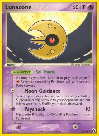 Image of Lunatone (20/92) (Stamped) [EX: Legend Maker]