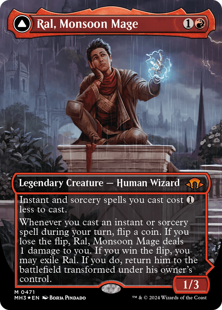 Image of Ral, Monsoon Mage // Ral, Leyline Prodigy (Borderless) (Textured Foil) [Modern Horizons 3]