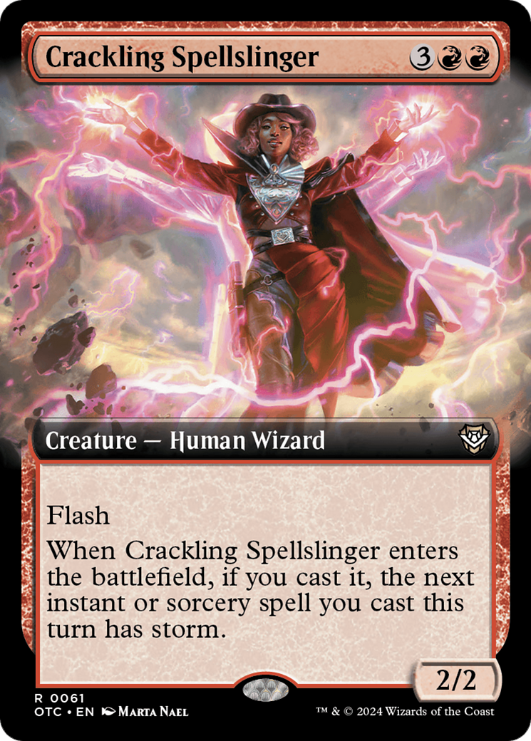Image of Crackling Spellslinger (Extended Art) [Outlaws of Thunder Junction Commander]