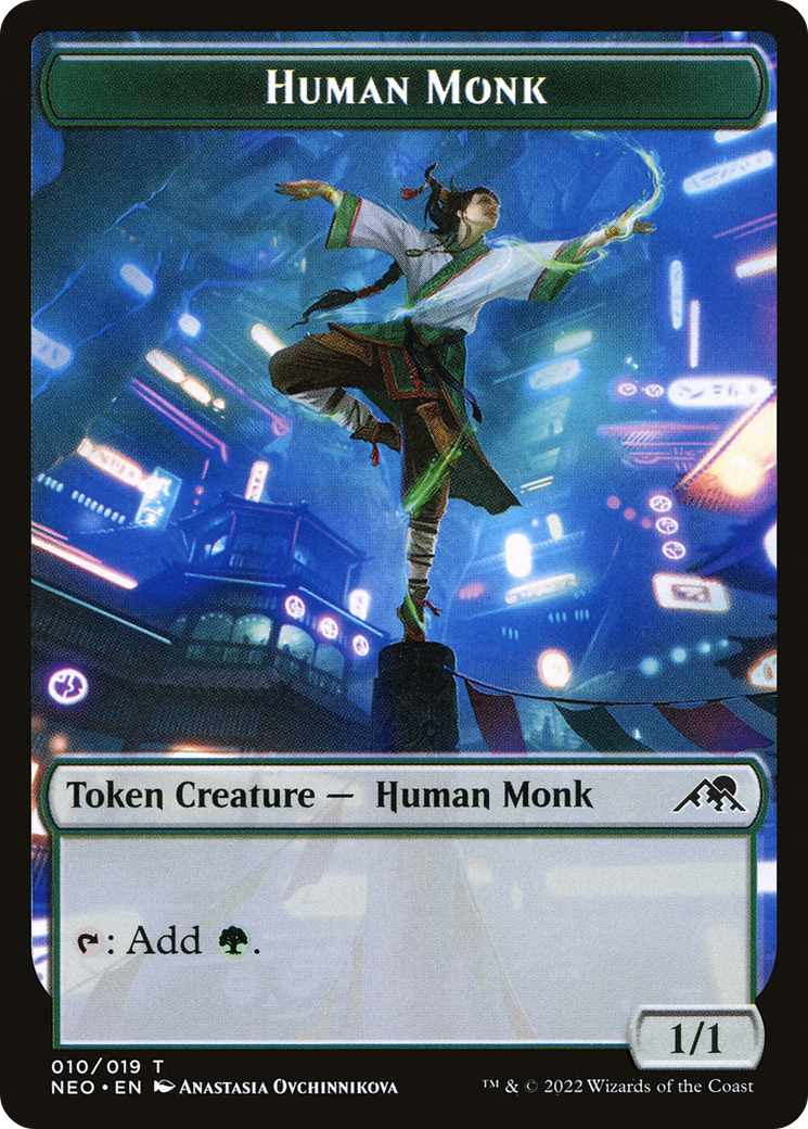 Image of Human Monk Token [Kamigawa: Neon Dynasty Tokens]