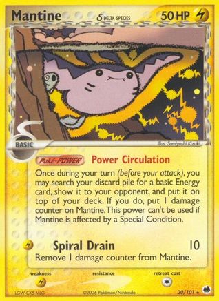 Image of Mantine (20/101) (Delta Species) (Stamped) [EX: Dragon Frontiers]
