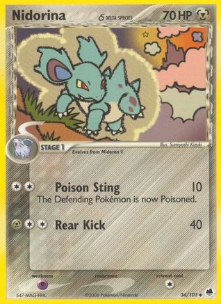 Image of Nidorina (34/101) (Delta Species) (Stamped) [EX: Dragon Frontiers]