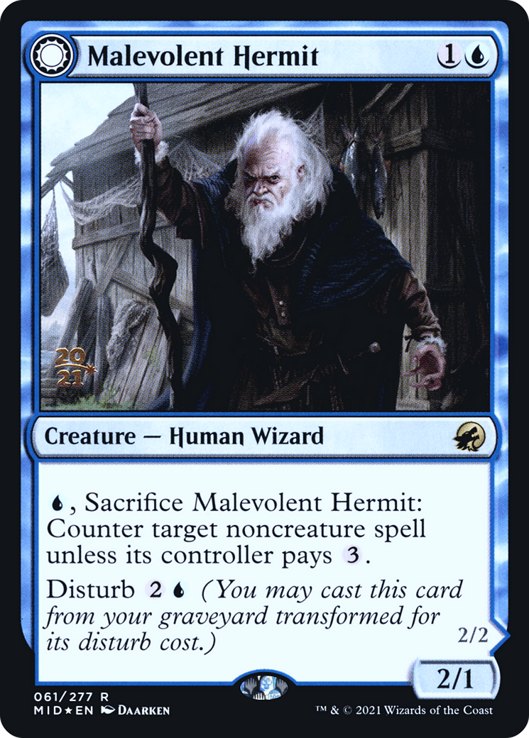 Image of Malevolent Hermit // Benevolent Geist [Innistrad: Midnight Hunt Prerelease Promos]