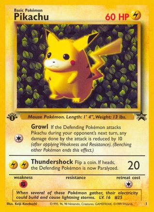 Image of Pikachu (1) (1st Edition Misprint Promo) [Wizards of the Coast: Black Star Promos]