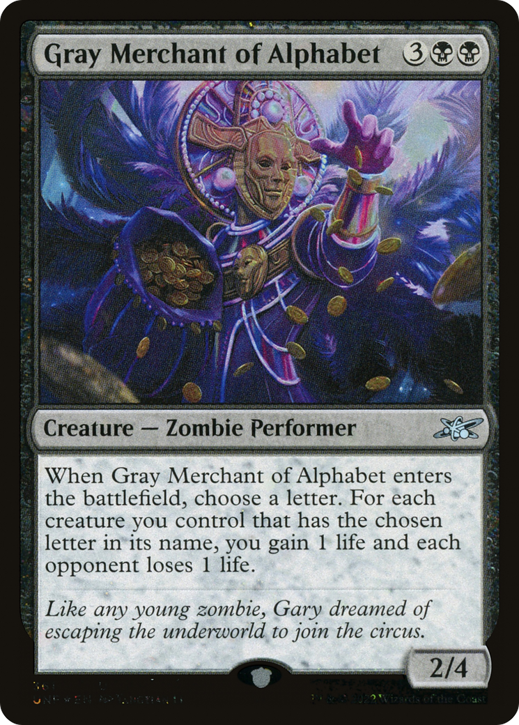 Image of Gray Merchant of Alphabet (Galaxy Foil) [Unfinity]