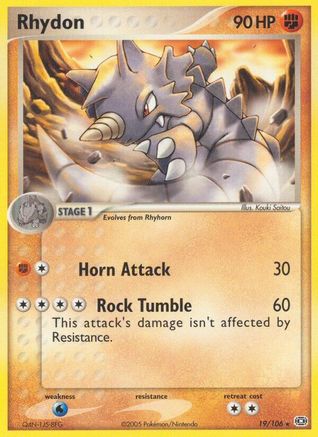 Image of Rhydon (19/106) (Stamped) [EX: Emerald]