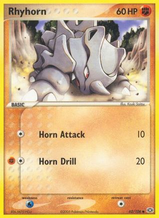 Image of Rhyhorn (62/106) (Stamped) [EX: Emerald]