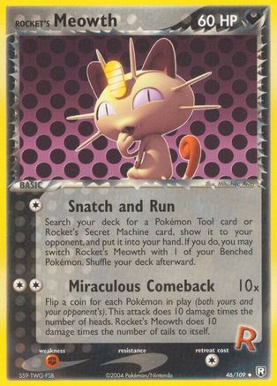 Image of Rocket's Meowth (46/109) (Stamped) [EX: Team Rocket Returns]
