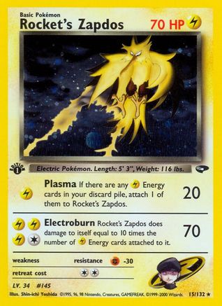 Image of Rocket's Zapdos (15/132) [Gym Challenge 1st Edition]