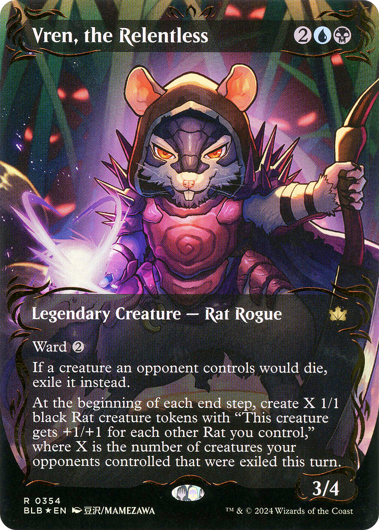 Image of Vren, the Relentless (Borderless) (Raised Foil) [Bloomburrow]